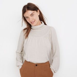Madewell Shirred Balloon-Sleeve Turtleneck Sweater